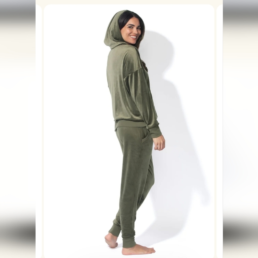 Felina Olive Green Velour Tracksuit - Picture 3 of 7